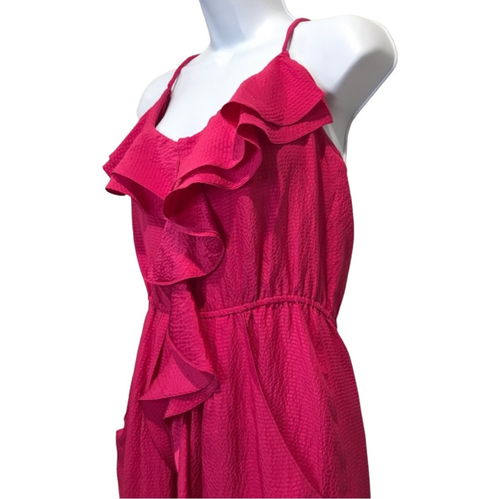 REBECCA TAYLOR new Silk Raspberry Fuchsia Cami Ruffle Dress Midi Sundress NWOT - Picture 4 of 16